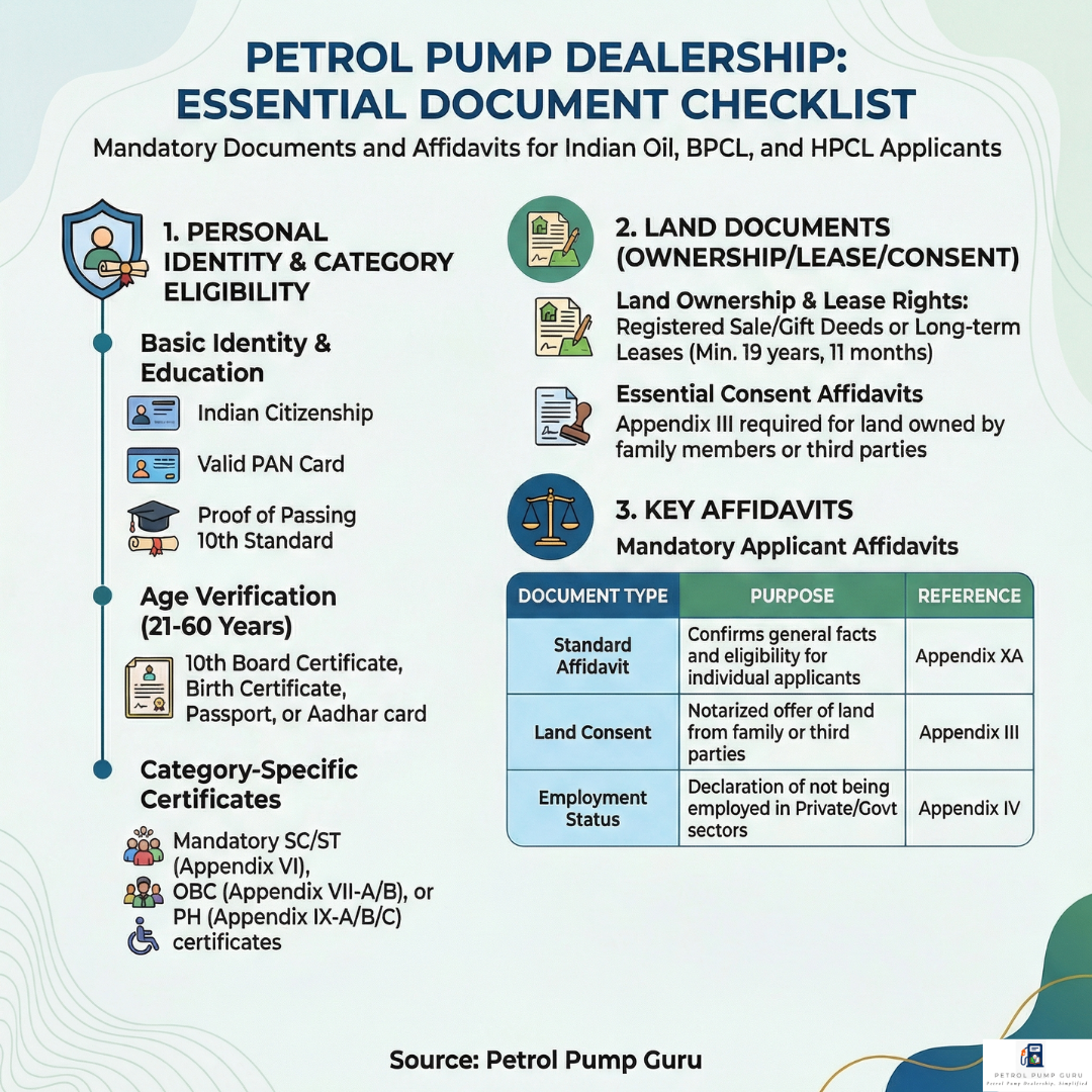 पेट्रोल पंप डीलरशिप आवेदन के लिए अनिवार्य दस्तावेज और हलफनामे: पूर्ण गाइड